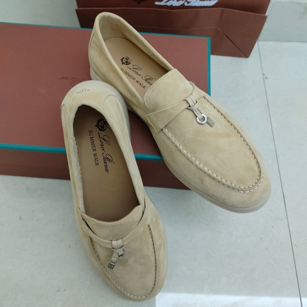 Loro Piana Light Tan Suede Loafers - Picture 3 of 5